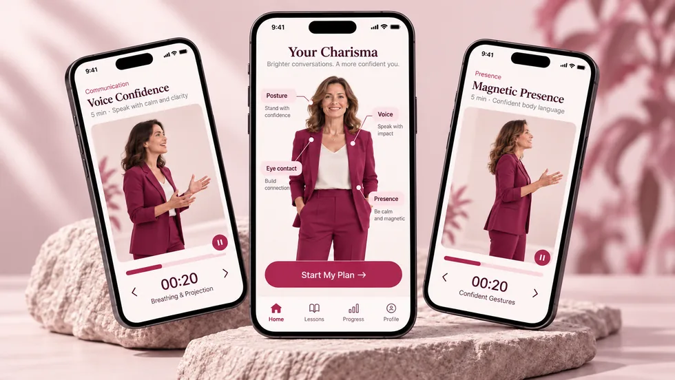 The Sentio app — a personal plan on three screens